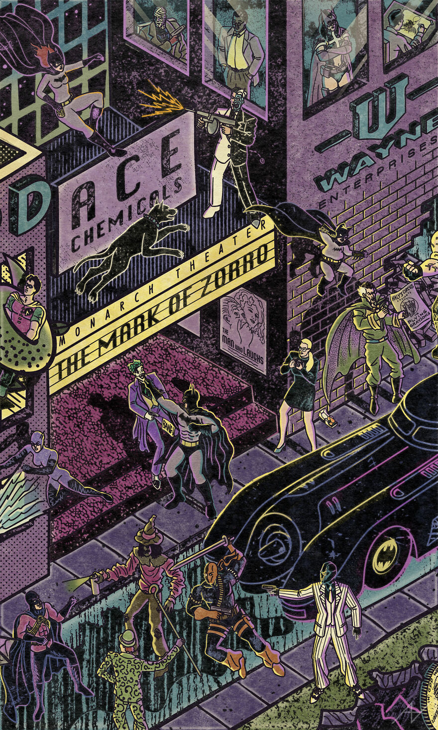 My Digital Illustration Of Batman's Gotham City That's Full Of Easter Eggs