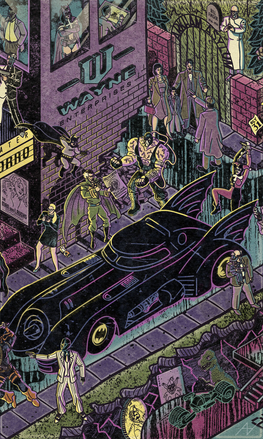 My Digital Illustration Of Batman's Gotham City That's Full Of Easter Eggs