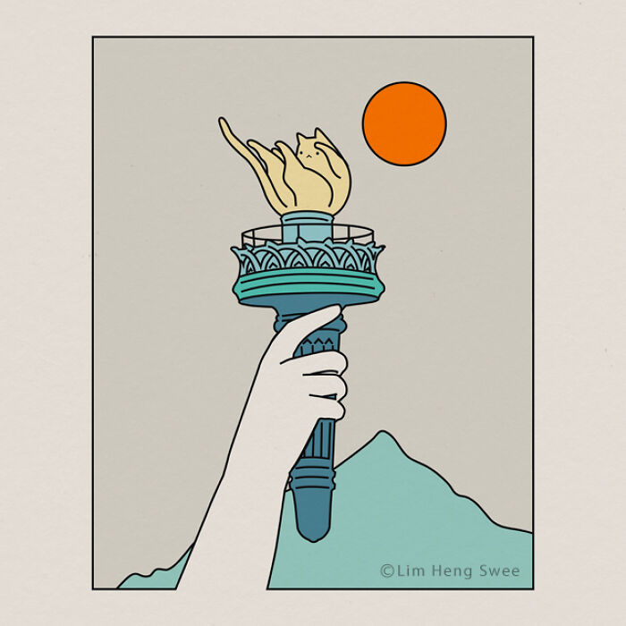 I Created 100 Illustrations To Prove That This Is The Land Of Cats. (40 Pics)