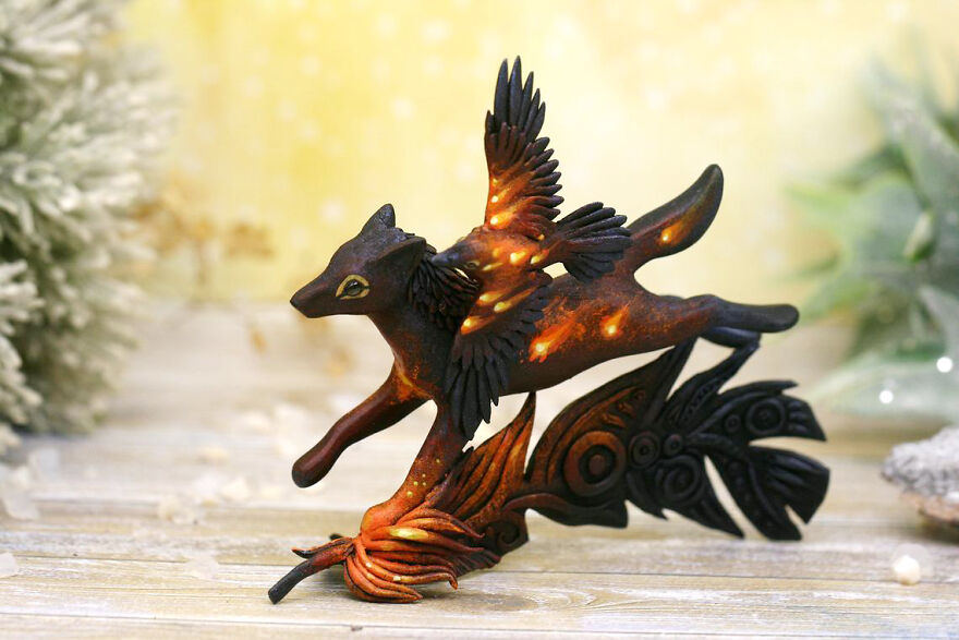 Running Wolf With Raven