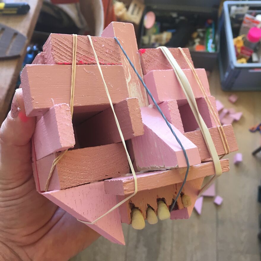 I Rediscovered A Box Of Pink Painted Scrap Wood And It Only Took A Global Lockdown To Finally Do What I Had Intended To Do With Them 7 Years Ago.