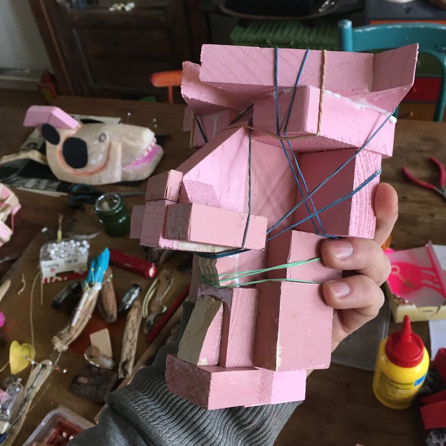 I Rediscovered A Box Of Pink Painted Scrap Wood And It Only Took A Global Lockdown To Finally Do What I Had Intended To Do With Them 7 Years Ago.