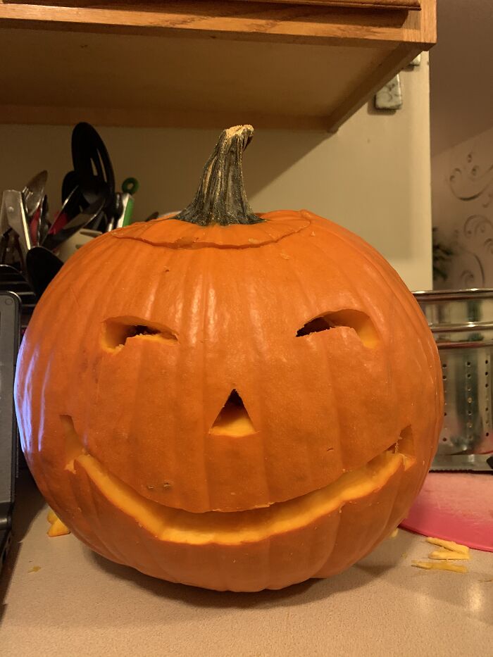 My First Pumpkin Carving... His Name Is Bobert