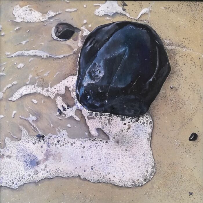 Possibly This One..rock And Seafoam. Oil On Canvas 60x60cm By Sheila Coherton Robinson