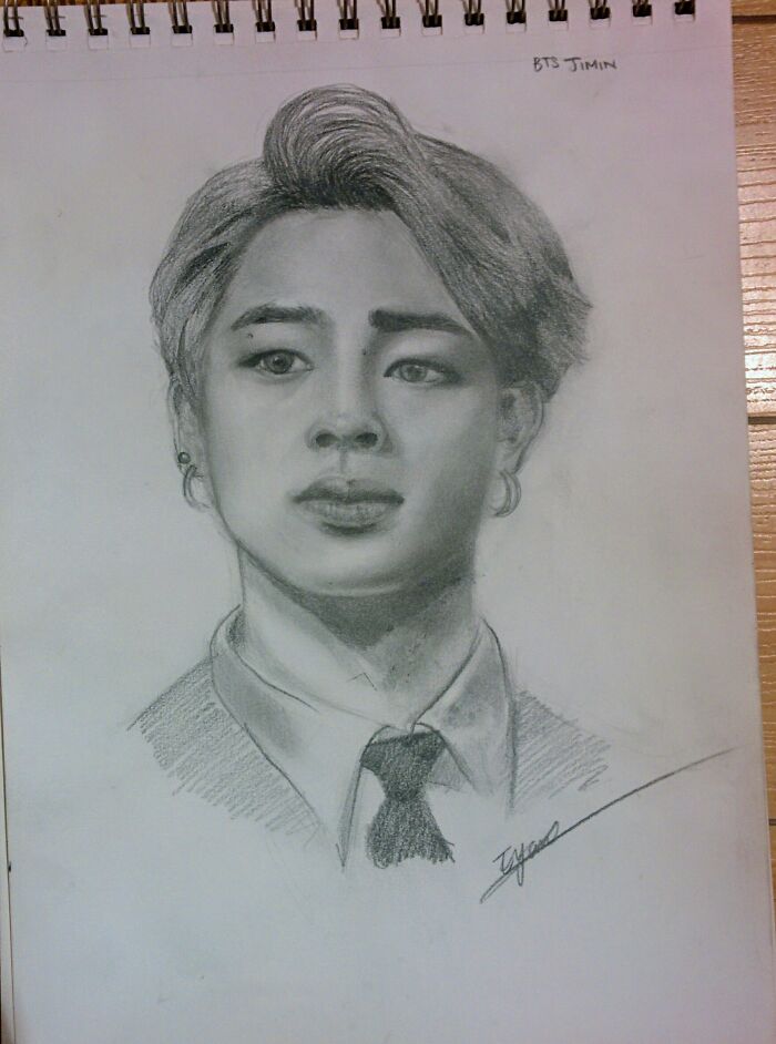 Not My Best Ever Drawing - But I Really Like It. This Is Jimin From Bts And I Drew This When I Was 12