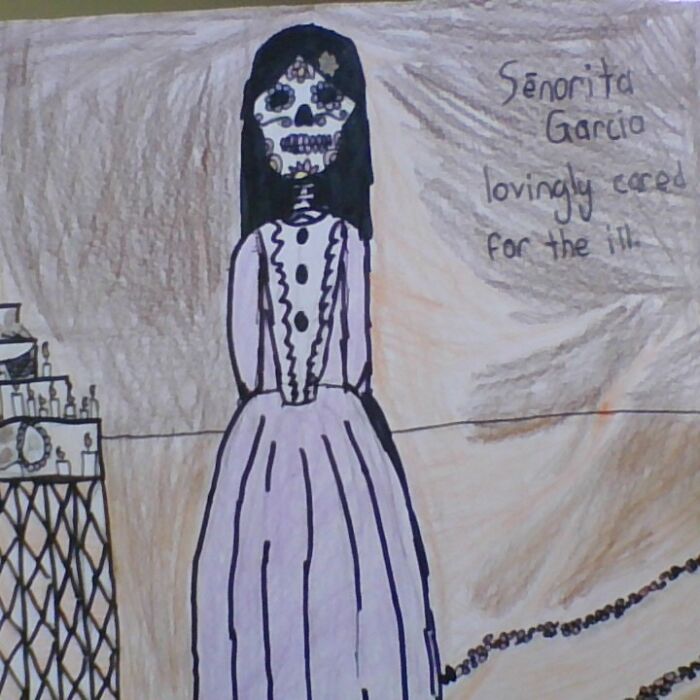 Made It For Dia De Los Muertes (Day Of The Dead). Colored Pencil And Marker. Close-Up Of Ofrenda (Altar) In Comments.