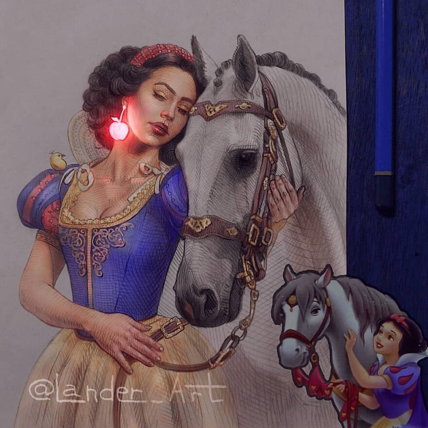 This Artist's Drawings Of Cartoon Princesses And Their Pets Look Like They're Glowing (7 Pics)