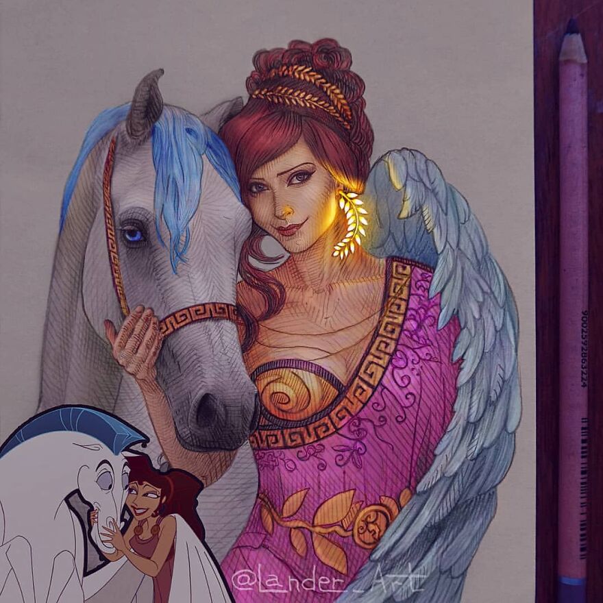 This Artist's Drawings Of Cartoon Princesses And Their Pets Look Like They're Glowing (7 Pics)