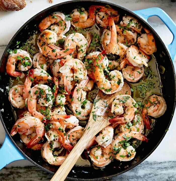 Shrimp & Scallops With 4 Different Kinds Of Peppers, With A Garlic Sauce.