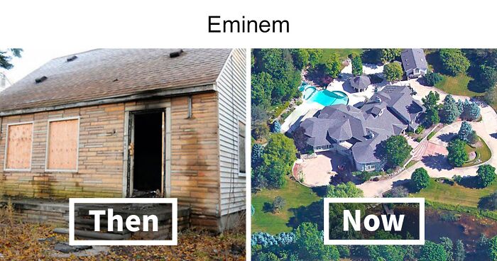 Side-By-Side Photos Of 15 Celebrity Houses Before And After Their Fame