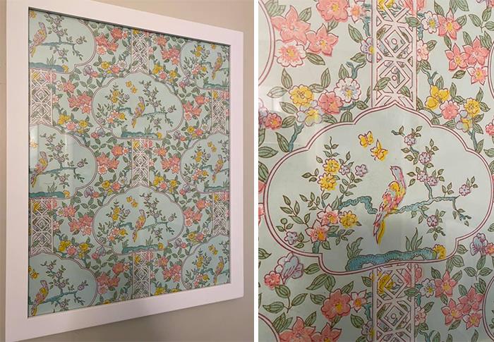 My Grandfather Passed Away Suddenly A Week Ago, So I’m In The House He And My Grandmother Have Shared For 60 Years To Celebrate His Life. The Back Bathroom Had This Spectacular Wallpaper On It For Most Of That 60 Years; When They Remodeled It A Bit, They Kept Pieces And Framed Them. I Adore This Wallpaper And Figured You Guys Would Too!