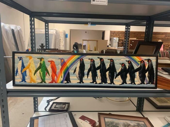 Made Entirely Of Yarn. It Came Home With Me To Be Gifted To A Penguin Loving Friend. Goodwill Burleson, Tx