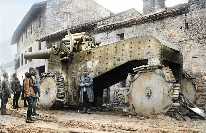 Giant Italian Gun Captured By Austro-Hungarians During Caporetto Breakthrough, November 1917 [colorized]