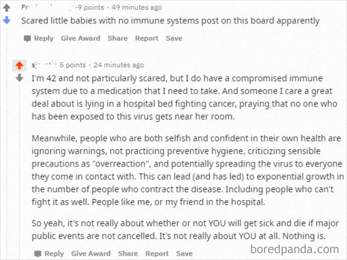 One Of The Best Responses To A "Corona Wont Kill Me So Why Should I Care??" Comment Ive Seen Yet.