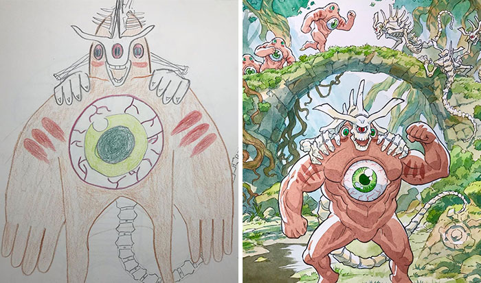 Dad Turns His Sons’ Doodles Into Anime Characters, And The Result Is Amazing (12 New Pics)