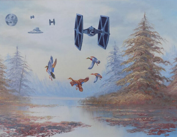 Artist Adds 'Star Wars' To Boring Thrift Store Paintings Artist Adds 'Star Wars' To Boring Thrift Store Paintings