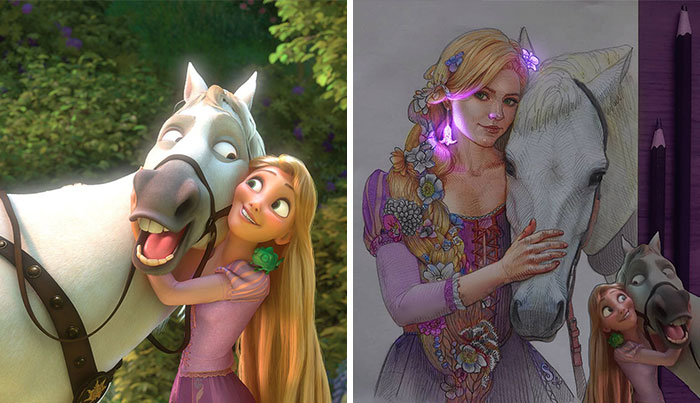 This Artist’s Drawings Of Cartoon Princesses And Their Pets Look Like They’re Glowing (7 Pics)