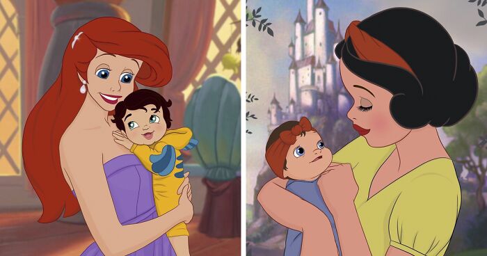 This Artist Reimagined 9 Disney Princesses As Modern Day Moms Of Adorable Babies