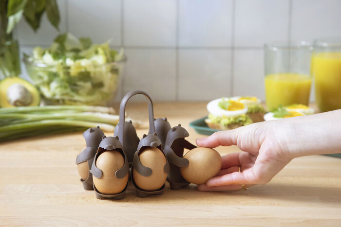 $18 Kitchen Invention 'Eggbears' Makes Boiling And Holding Brown Eggs Easy And Fun