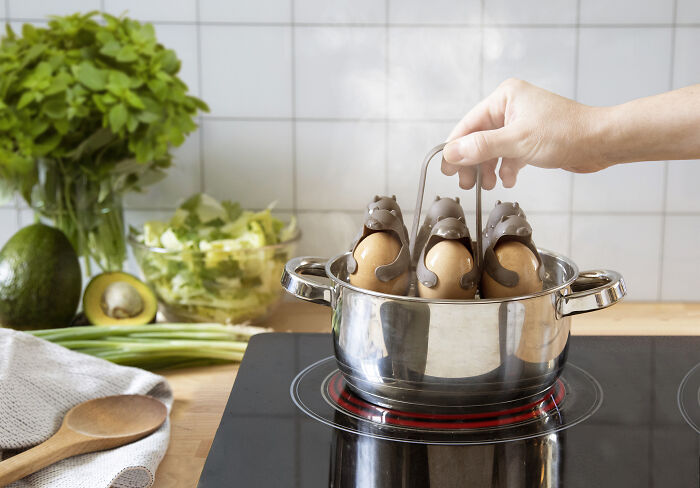 $18 Kitchen Invention 'Eggbears' Makes Boiling And Holding Brown Eggs Easy And Fun