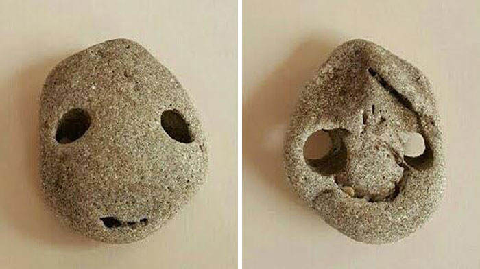 Two Sides Of The Same Rock Found At The Beach