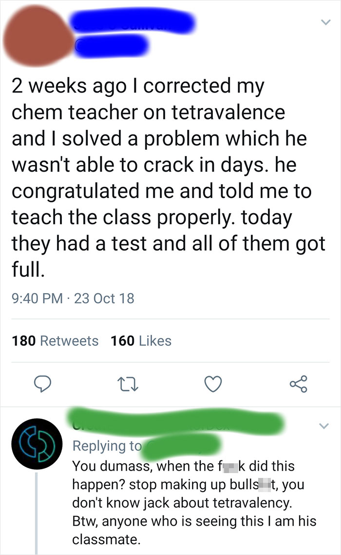 Classmate Calls Out Dipsh**
