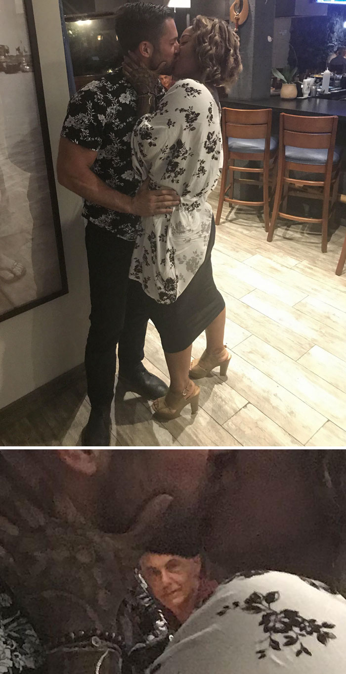 Went Out With The Lady, Guy’s Head Framed Perfectly As He Photobombs Under Our Chins