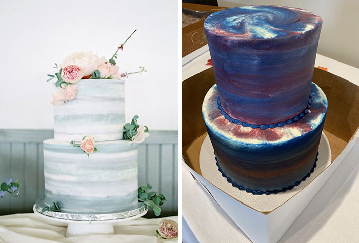 The Cake My Wife And I Expected (Without Flowers) vs. What Showed Up On Our Wedding Day
