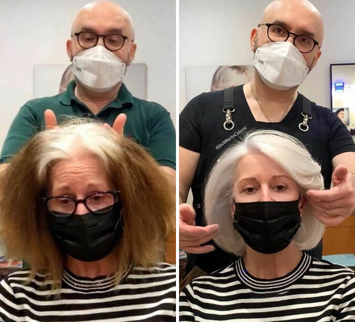 En vez de cubrir las raíces de las canas, este peluquero hace que sus clientas las adoren con sus increíbles transformaciones (30 fotos nuevas)