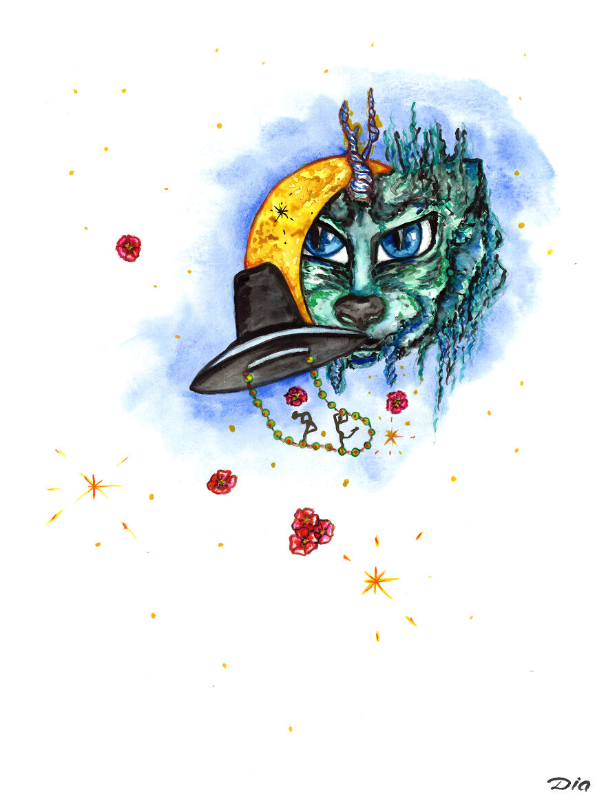 Mooncat World By Diacelin Art