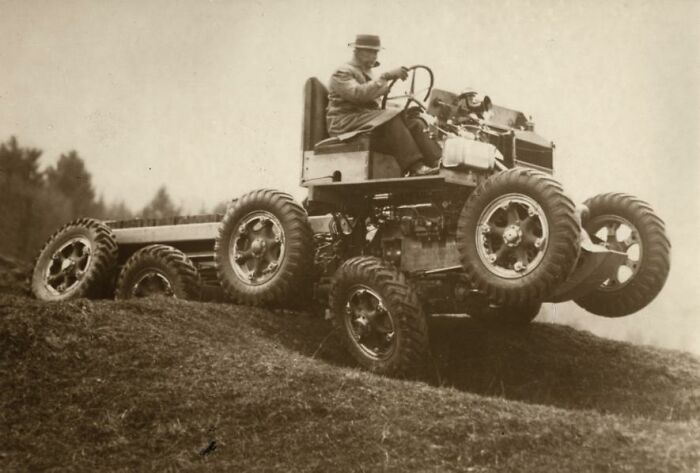 All-Terrain Car, This All-Terrain Car Can Descend Slopes Up To 65 Degrees; England, 1936