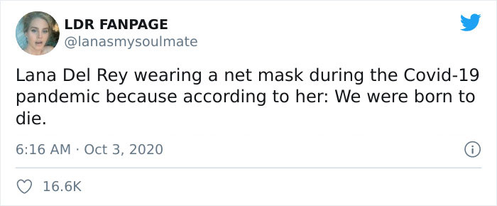 Lana Del Rey Responds To People Who Criticized Her For Wearing A Mesh Face Covering During The Coronavirus Pandemic