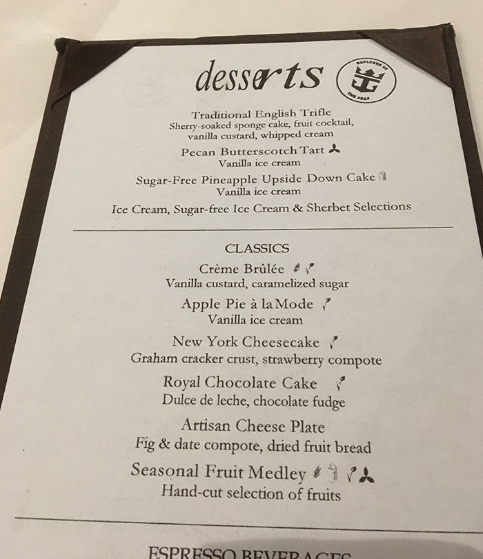 The Heading Of This Dessert Menu