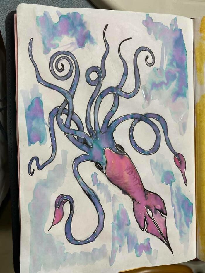 I Don't Draw At All, But I Love Fountain Pens, Found Out People Use Pen Ink To Paint And Covid Is Driving Me Batpoop Crazy So Trying Something New