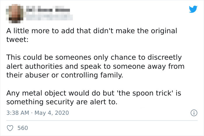 'The Spoon Trick': Person Shares A Tip That Can Help Victims Escape Their Abusers Discreetly 'The Spoon Trick': Person Shares A Tip That Can Help Victims Escape Their Abusers Discreetly