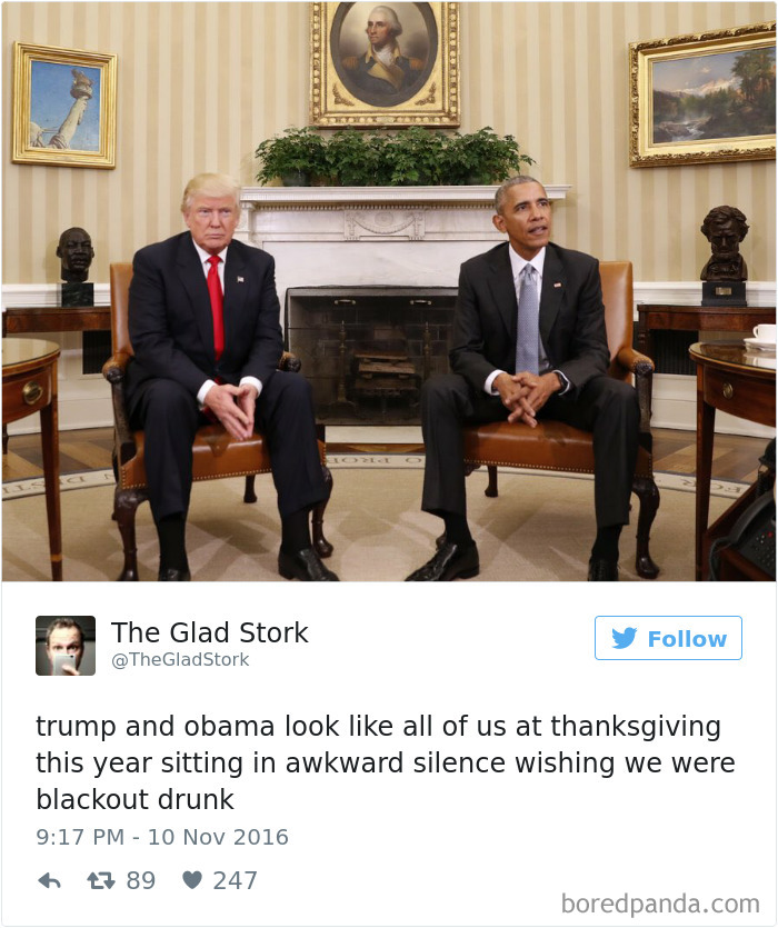 Two men sitting in armchairs, reflecting the relatable awkwardness of social distancing during Thanksgiving.