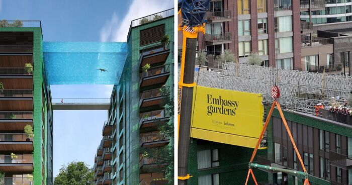 World’s First Transparent ‘Sky Pool’ That Hangs 115 Feet Above London Nears Completion