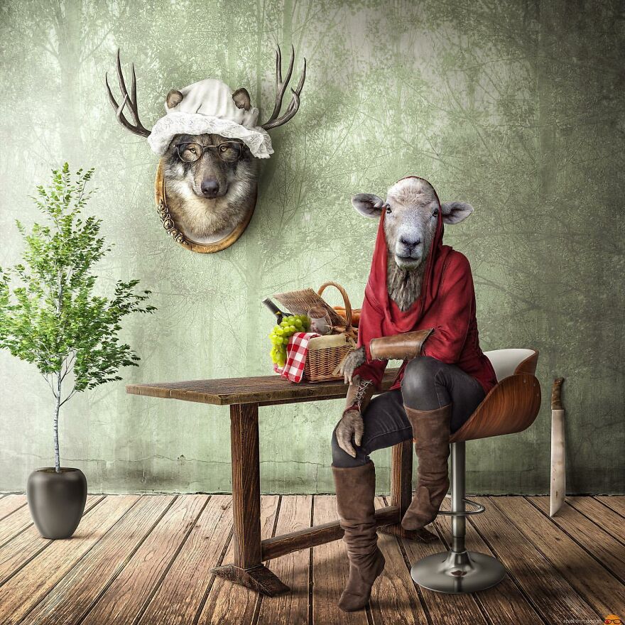 Digital Artist Makes Amazing Image Edits Using Animals, Fruits And Vegetables (120 Pics)