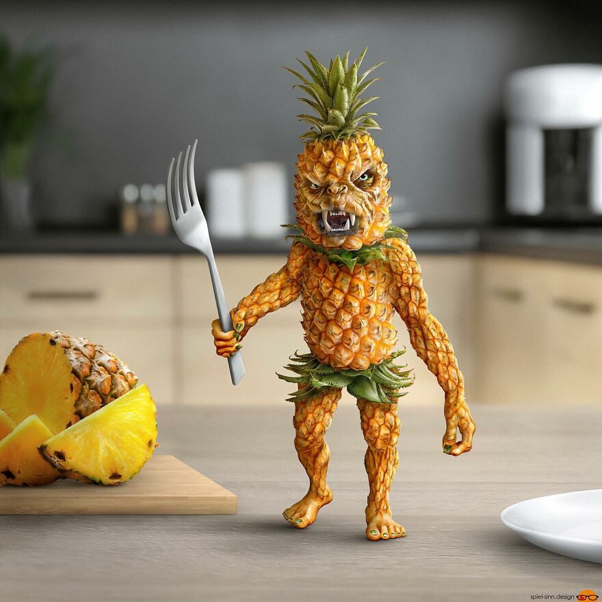 Digital Artist Makes Amazing Image Edits Using Animals, Fruits And Vegetables (120 Pics)
