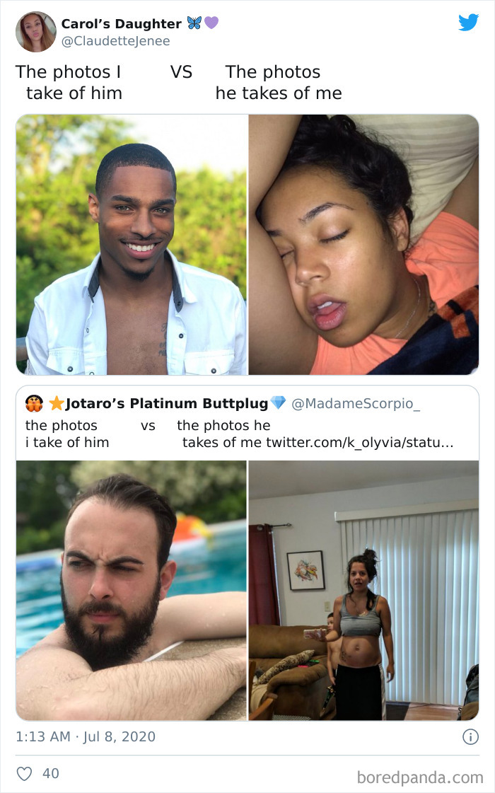 The Photos I Take Of Him vs. The Photos He Takes Of Me