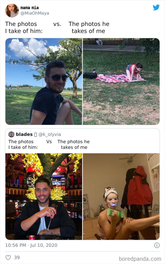 The Photos I Take Of Him vs. The Photos He Takes Of Me