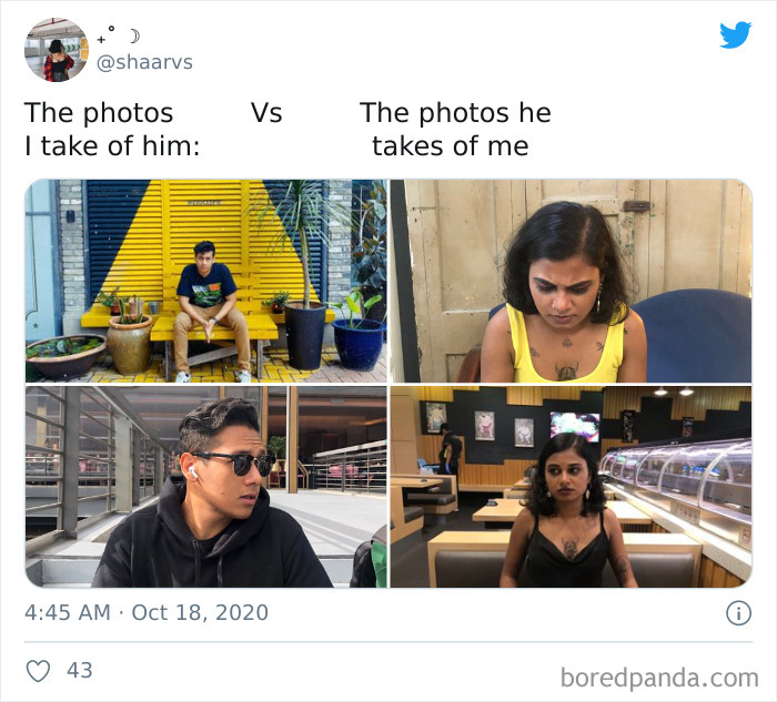 The Photos I Take Of Him vs. The Photos He Takes Of Me