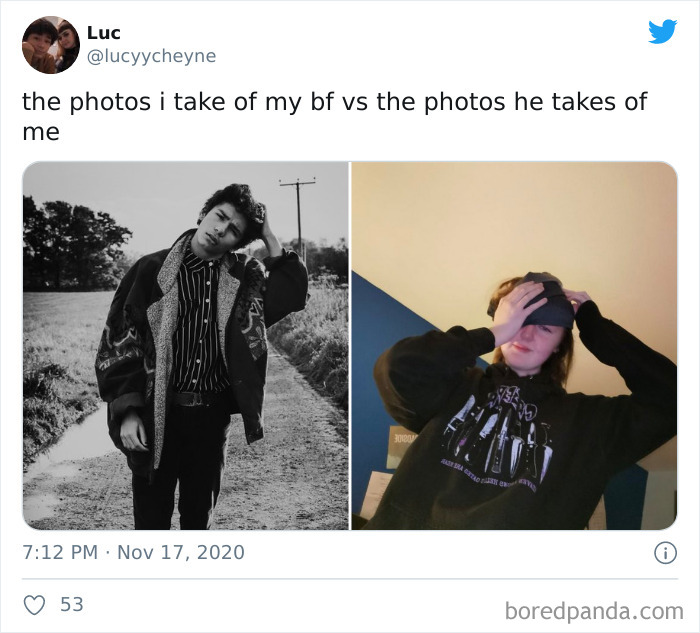 The Photos I Take Of Him vs. The Photos He Takes Of Me