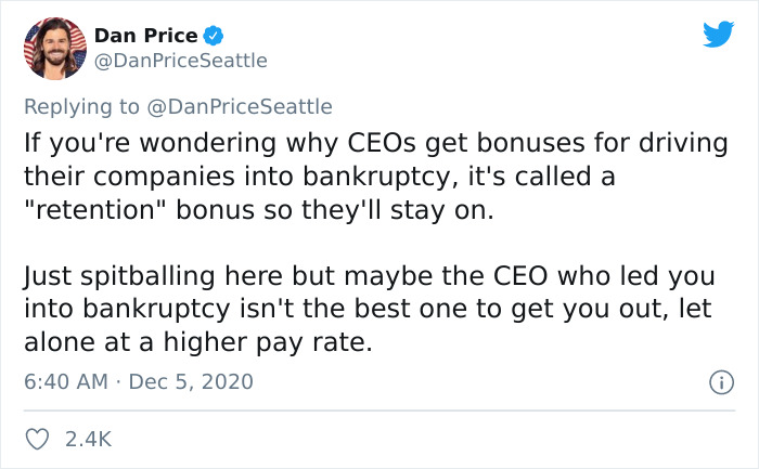 Twitter Is Enraged After An Entrepreneur Reveals A List Of Companies That Went Bankrupt But Paid The CEOs 7-Digit Sums Twitter Is Enraged After An Entrepreneur Reveals A List Of Companies That Went Bankrupt But Paid The CEOs 7-Digit Sums