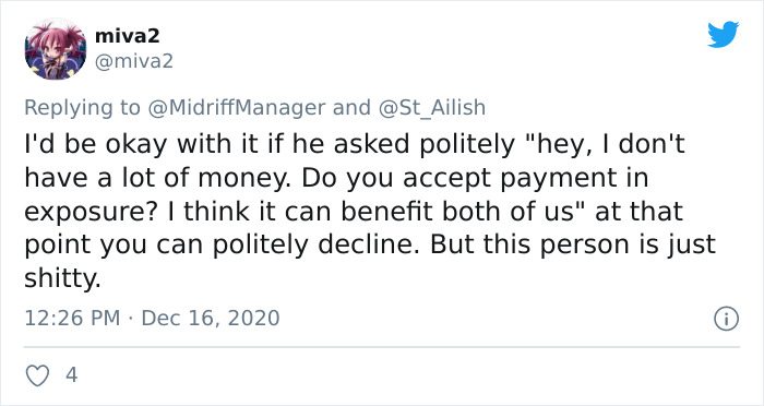 Artist Shames This Client Who Wanted To Pay Her With Likes Instead Of Money