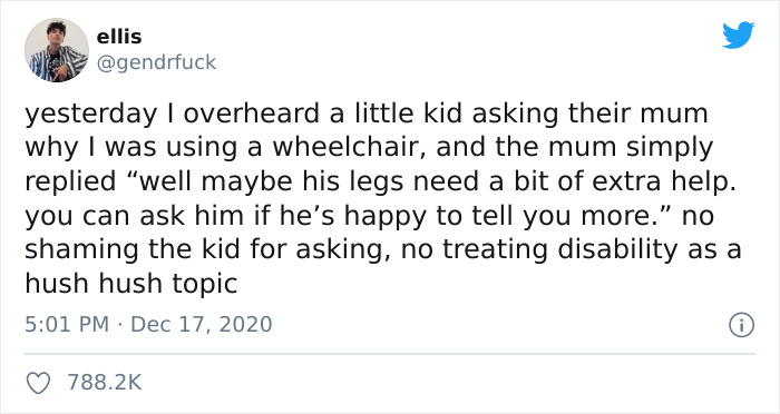 Guy With A Disability Tweets A Story Of How This One Mom Handled Her Curious Kid Asking Why He Was In A Wheelchair, Receives 788K Likes On Twitter Guy With A Disability Tweets A Story Of How This One Mom Handled Her Curious Kid Asking Why He Was In A Wheelchair, Receives 788K Likes On Twitter