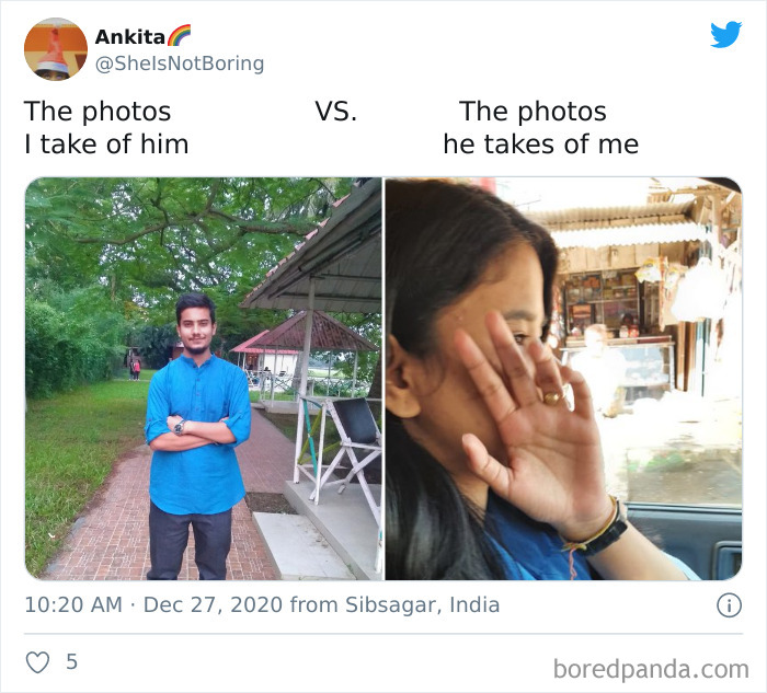 The Photos I Take Of Him vs. The Photos He Takes Of Me