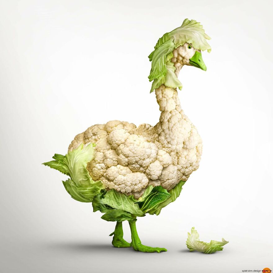 Digital Artist Makes Amazing Image Edits Using Animals, Fruits And Vegetables (120 Pics)