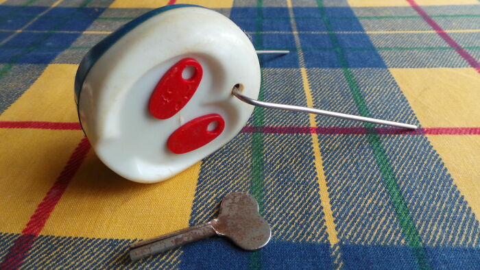 Klaabu. It Was A Name Of A Character In Estonia. This Is A Wind Up Toy That Then Starts To Run Around The Floor. Out Of Balance And Smashing Into Anything On Its Path. Idiotic, Ugly And Pointless Toy. Everyone Used To Own This In Estonia.