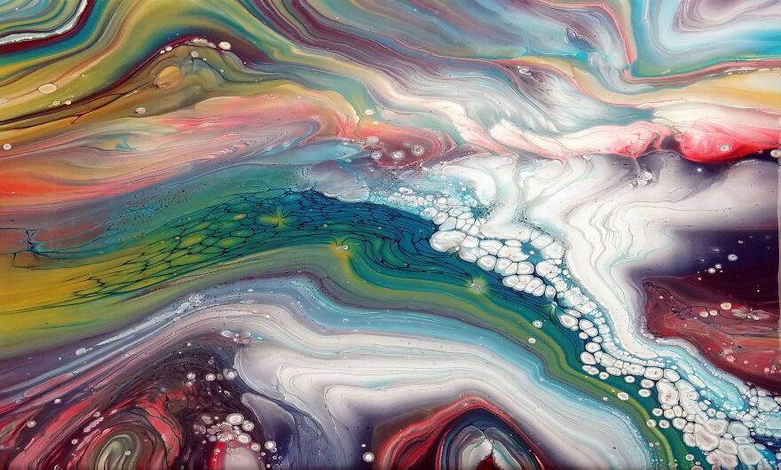 Dream: My Acrylic Straight Pour & Card Swipe Painting